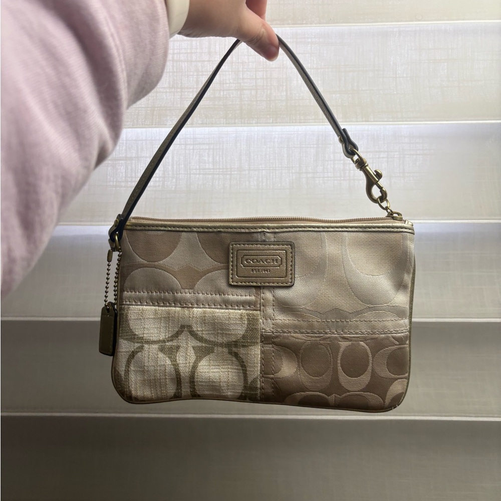 Coach Tan Signature Patchwork Wristlet